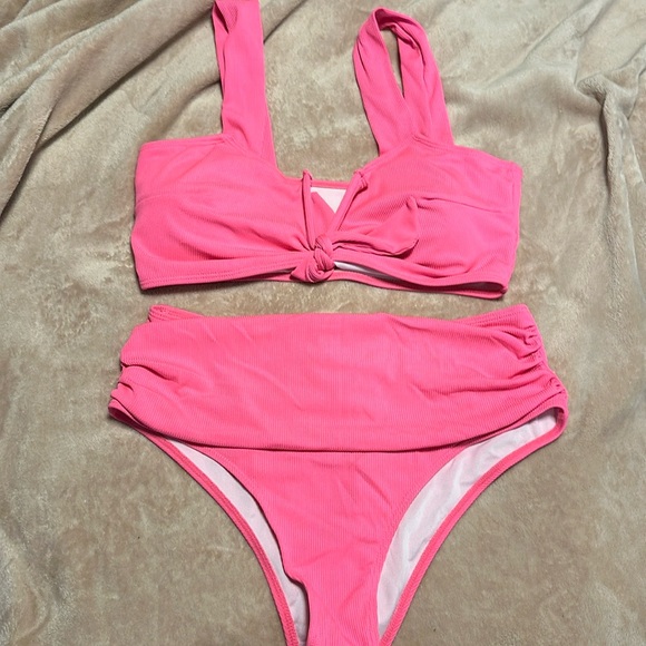 SHEIN Swim Curve Summer Beach Plus Size Women's Front Knot Wide Strap Bikini Set - Picture 11 of 12